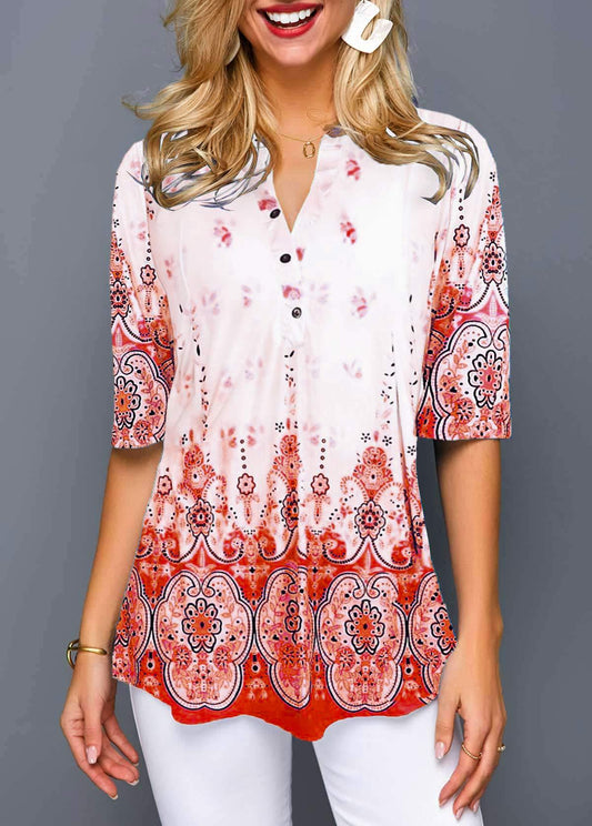 Cămașă confortabilă de zi cu zi cu imprimeu boho Cristina Gore