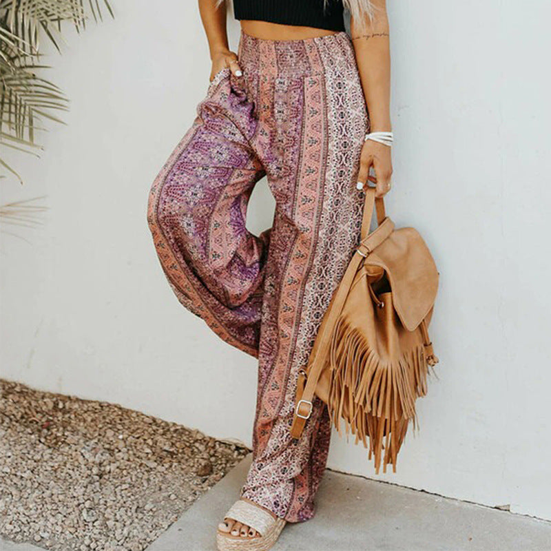 Pantaloni largi cu imprimeu boho de Cristina Gore