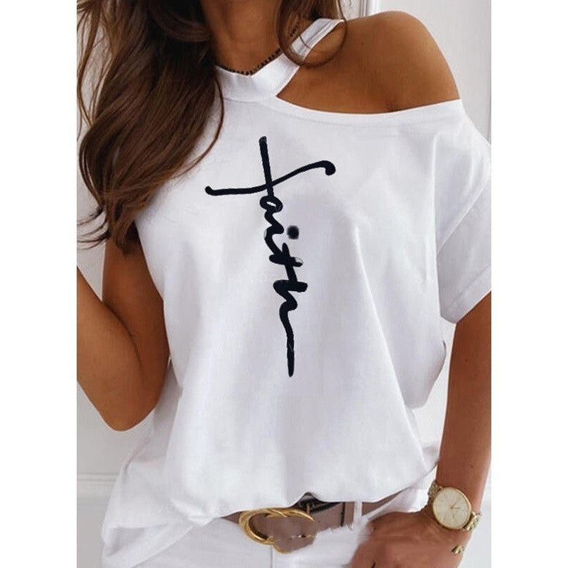 Tricou elegant cu mânecă scurtă, solid, de Cristina Gore