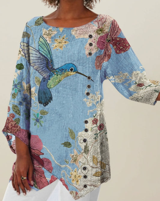 Top neregulat cu imprimeu floral de Cristina Gore