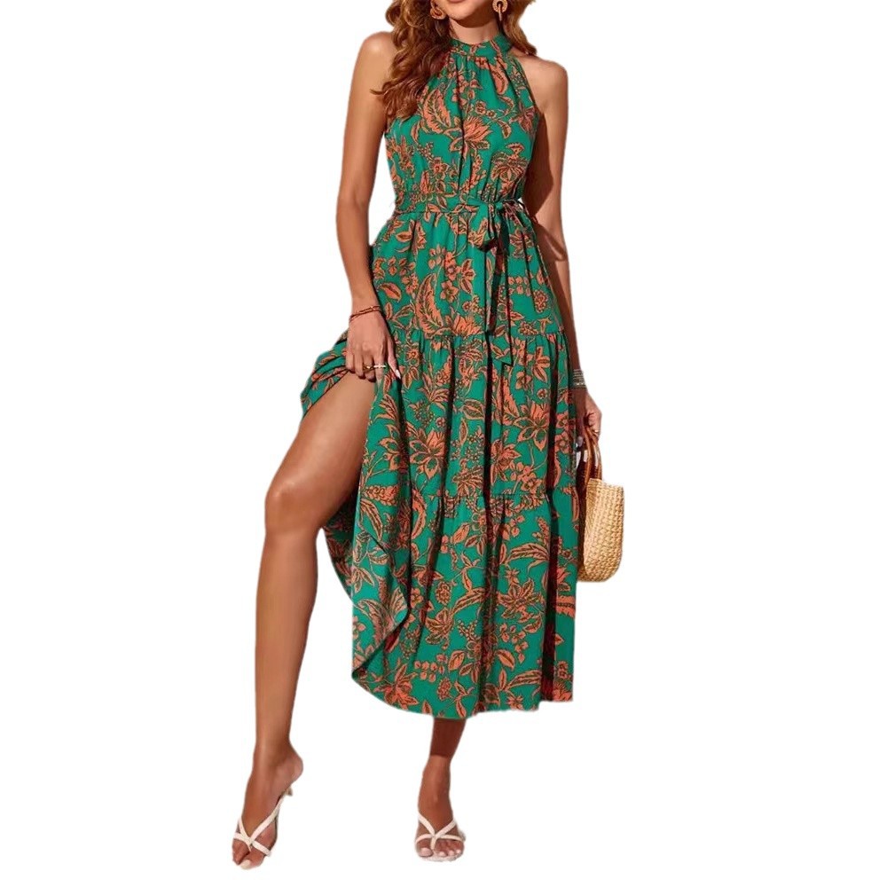 Rochie de vară fără mâneci cu imprimeu floral boho Cristina Gore