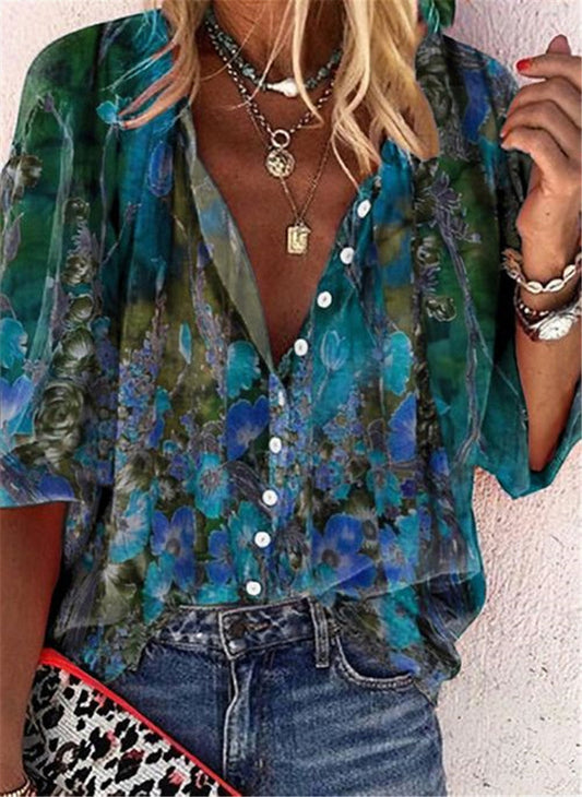 Cămașă cu mânecă scurtă și nasturi florali Cristina Gore