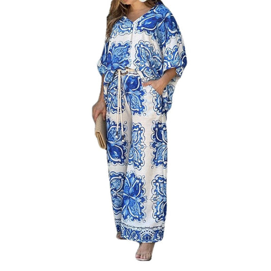 Set Cristina cu imprimeu din dantelă - Blue Inspiration