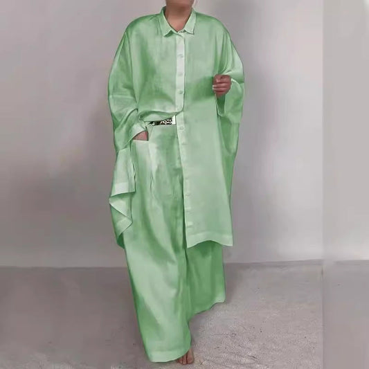 Set de două piese Cristina - Cămașă lejeră și pantaloni cu croi larg