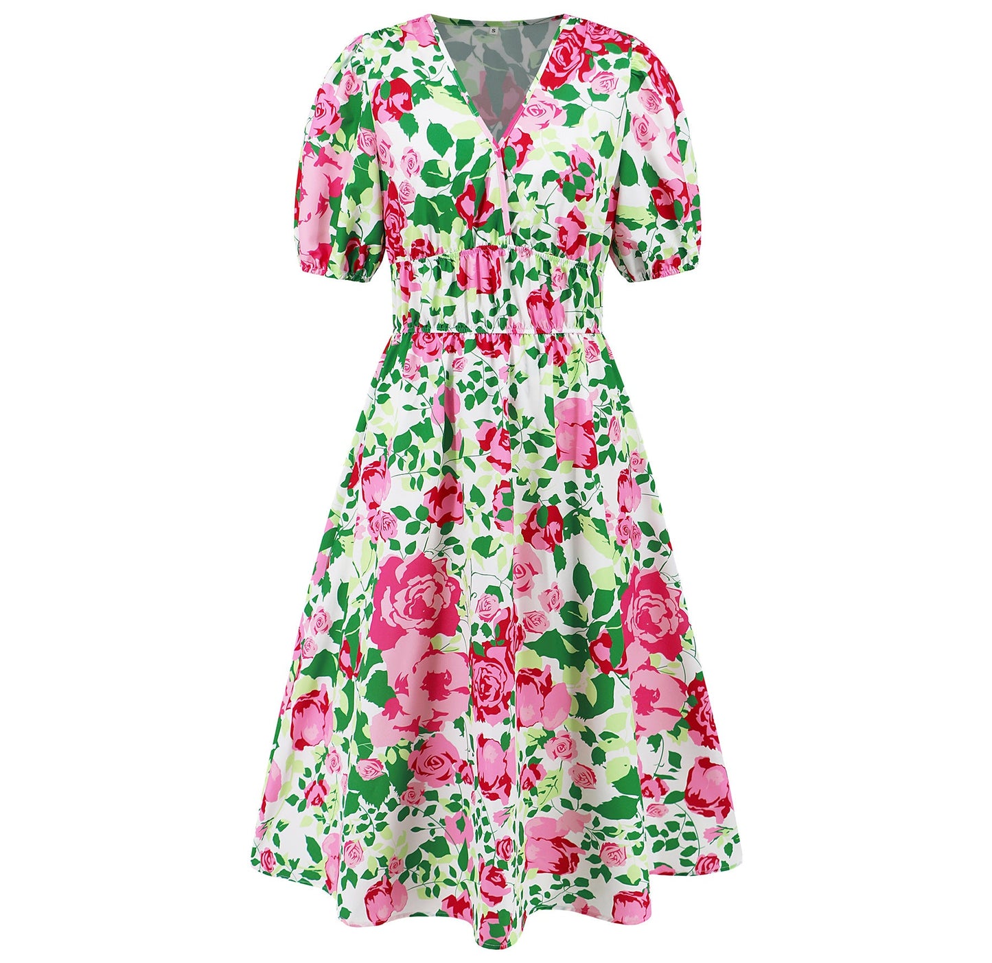 Rochie boemă cu decolteu în V, cu imprimeu floral, de Cristina Gore
