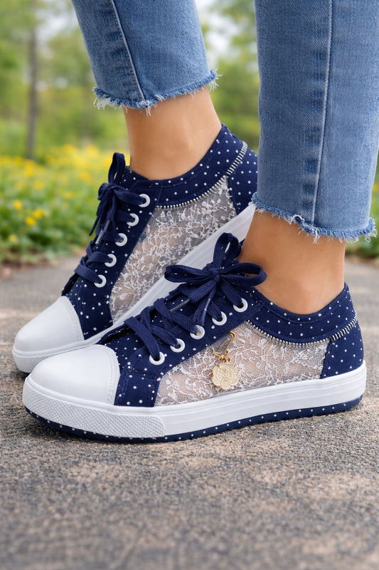 Teniși Cristina din pânză și plasă - Stil confortabil cu șireturi