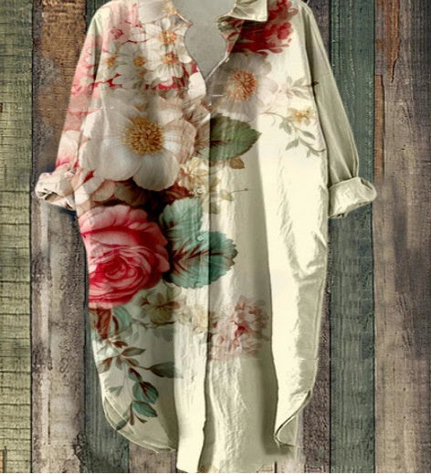 Rochie cardigan Cristina cu imprimeu floral 3D - Mâneci lungi