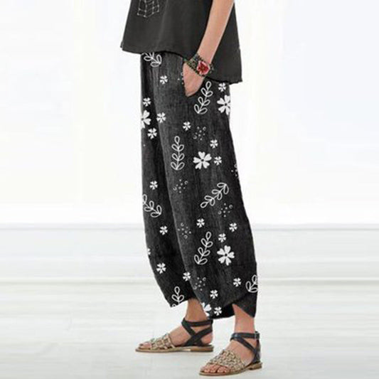 Pantaloni largi din bumbac cu imprimeu floral de Cristina Gore