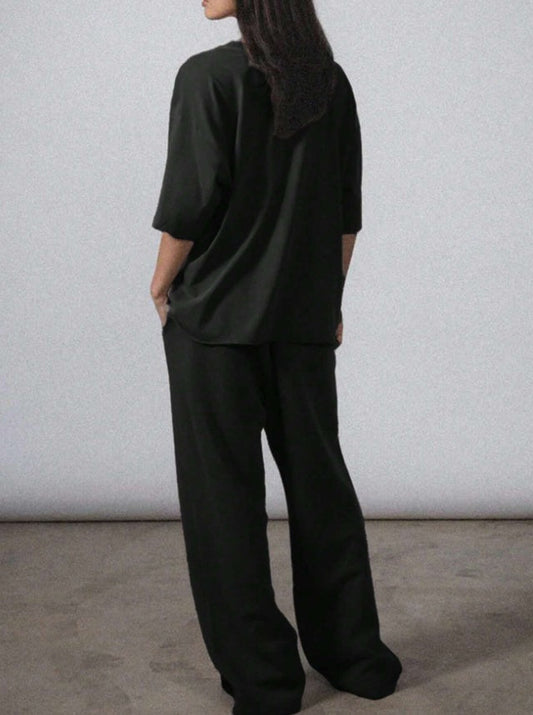 Set Cristina pentru femei cu guler rotund - mâneci tip aripi de liliac