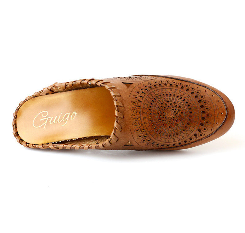 Sandale vintage din piele cu toc mediu de Cristina Gore