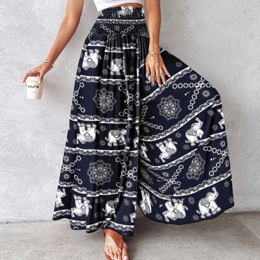 Pantaloni retro florali cu picior larg de Cristina Gore
