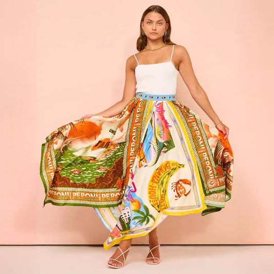 Fustă Cristina cu imprimeu neregulat - Inspirație asimetrică