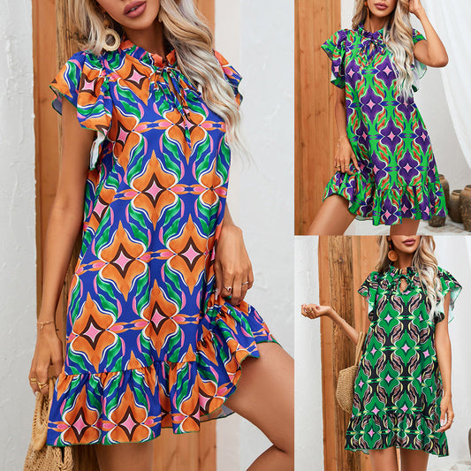 Rochie cu volane și imprimeu vibrant de Cristina Gore