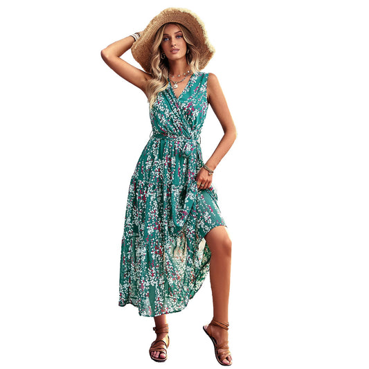 Rochie midi elegantă de vacanță Cristina Gore cu imprimeu floral