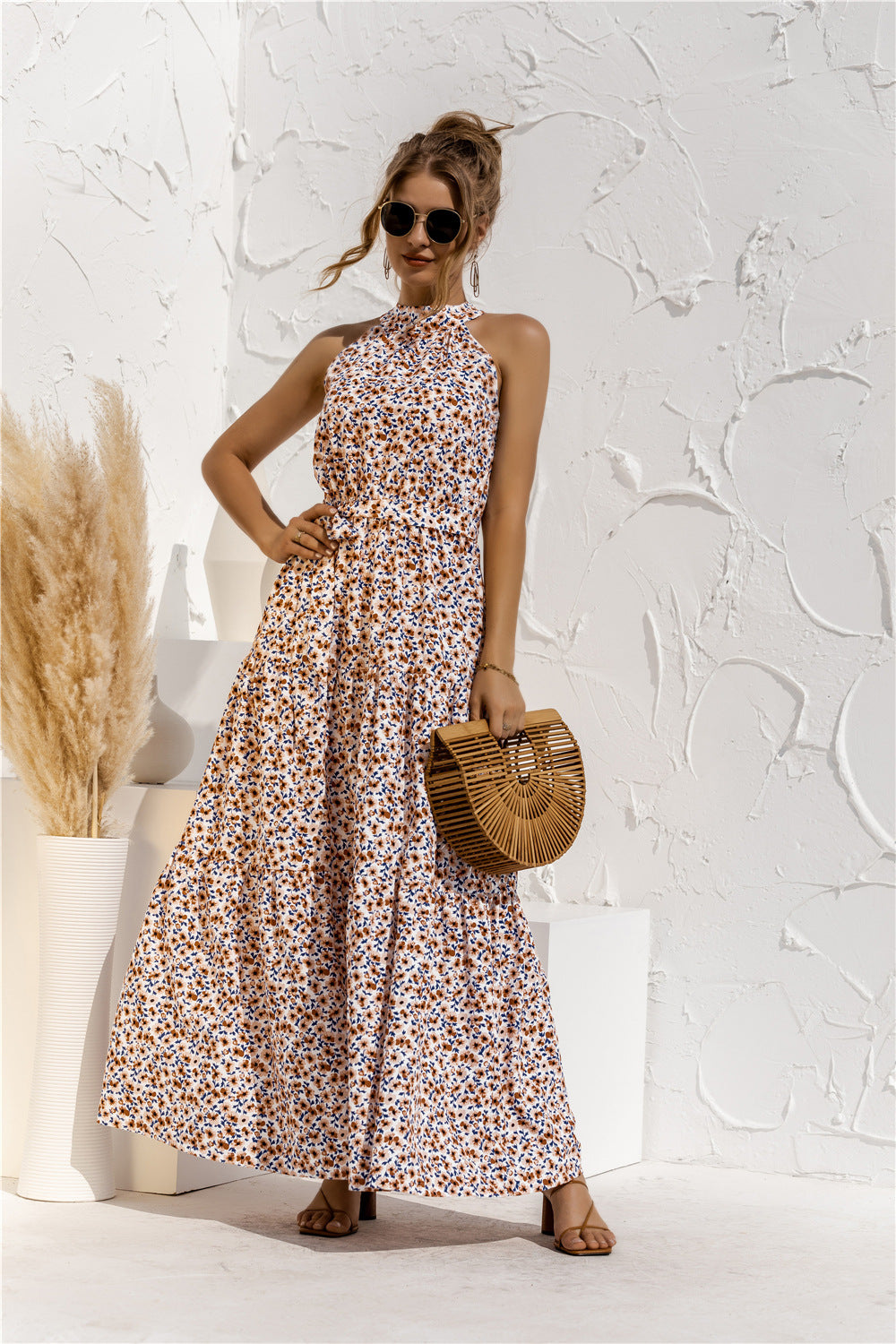 Rochie maxi cu imprimeu Halter de Cristina Gore