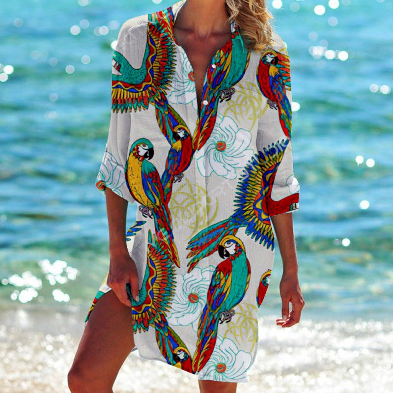 Tricou bikini Cristina - Imprimeu cu păsări și flori