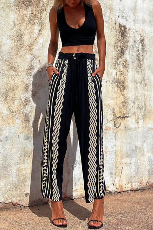 Pantaloni harem cu imprimeu boho Cristina Gore