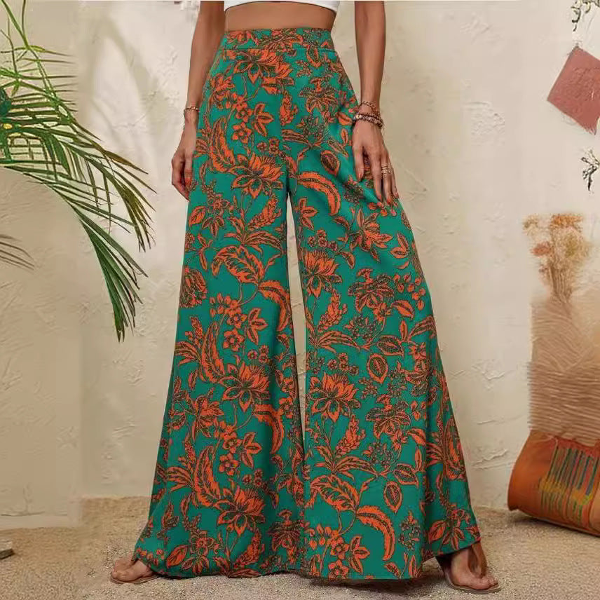Pantaloni eleganți cu imprimeu floral și croi larg de Cristina Gore