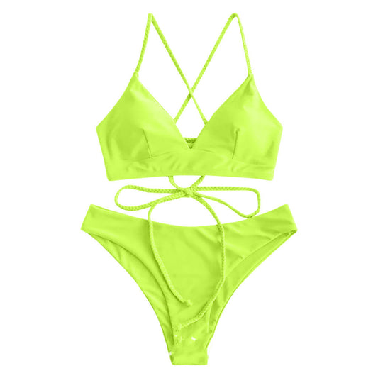 Bikini solid cu bretele de Cristina Gore