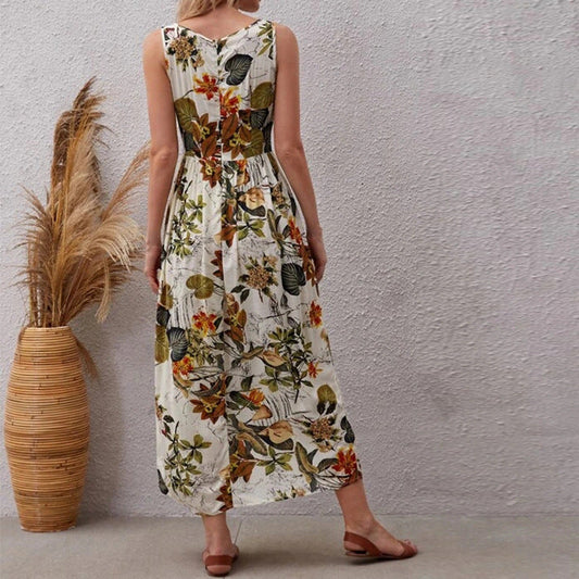 Rochie florală din bumbac, cu linie A, de Cristina Gore