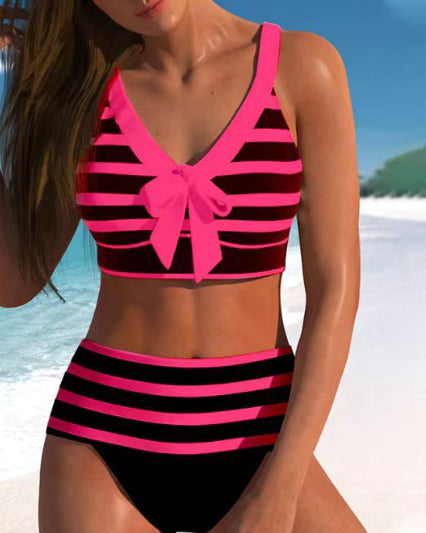 Bikini cu talie înaltă și dungi Cristina – Din nou detaliu