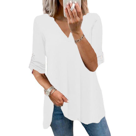 Top elegant din șifon, cu decolteu în V, de Cristina Gore