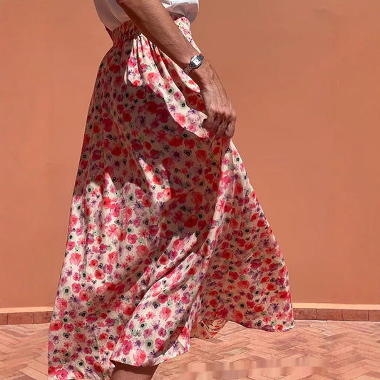 Fustă maxi elegantă cu imprimeu floral Cristina Gore de zi cu zi
