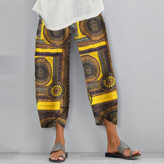 Pantaloni casual elastici cu imprimeu boho Cristina Gore