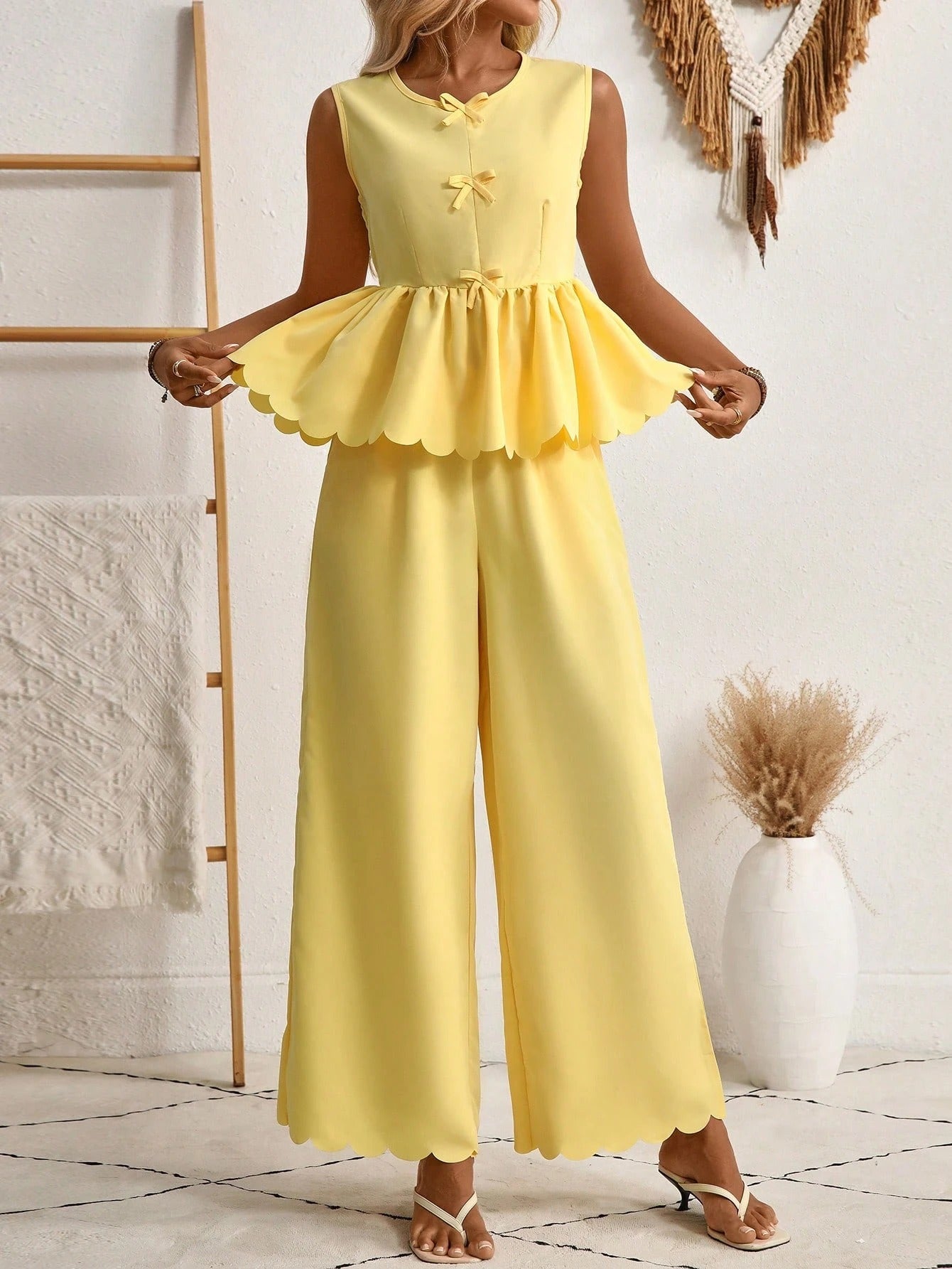Set elegant de două piese Cristina Gore galben