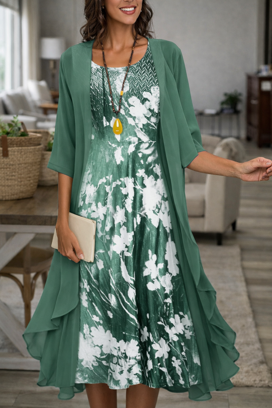 Set elegant de rochie din șifon, format din două piese, de Cristina Gore