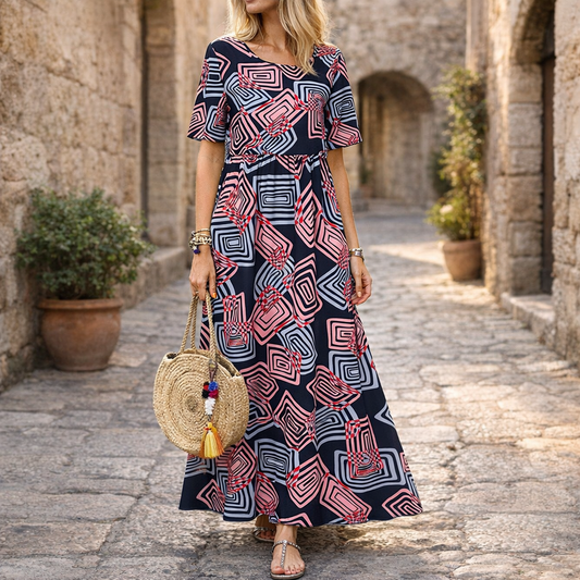 Rochie maxi de vară geometrică de Cristina Gore