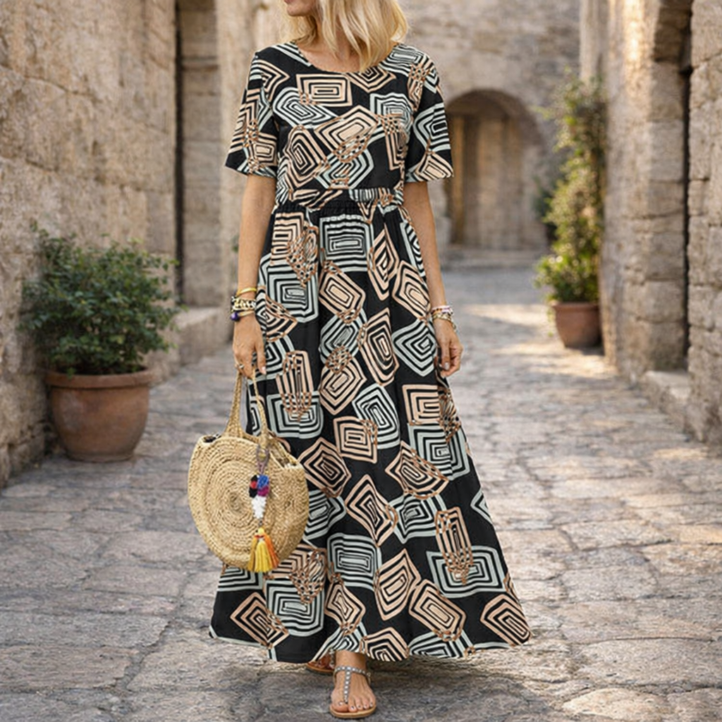 Rochie maxi de vară geometrică de Cristina Gore