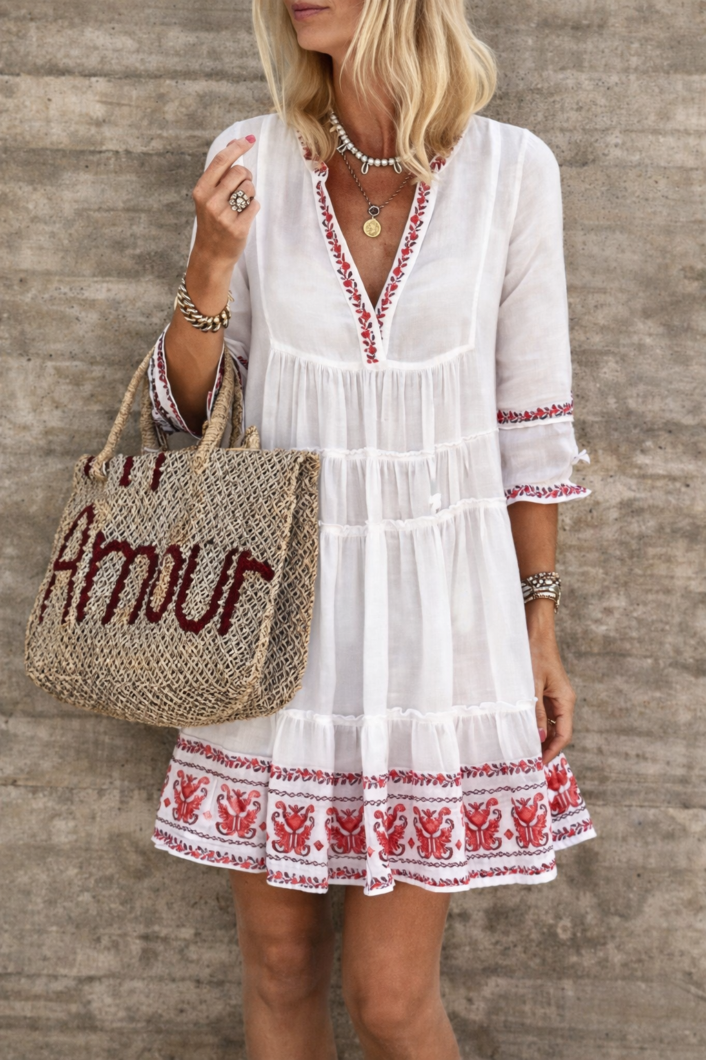 Rochie de vară cu imprimeu boho și decolteu în V Cristina Gore