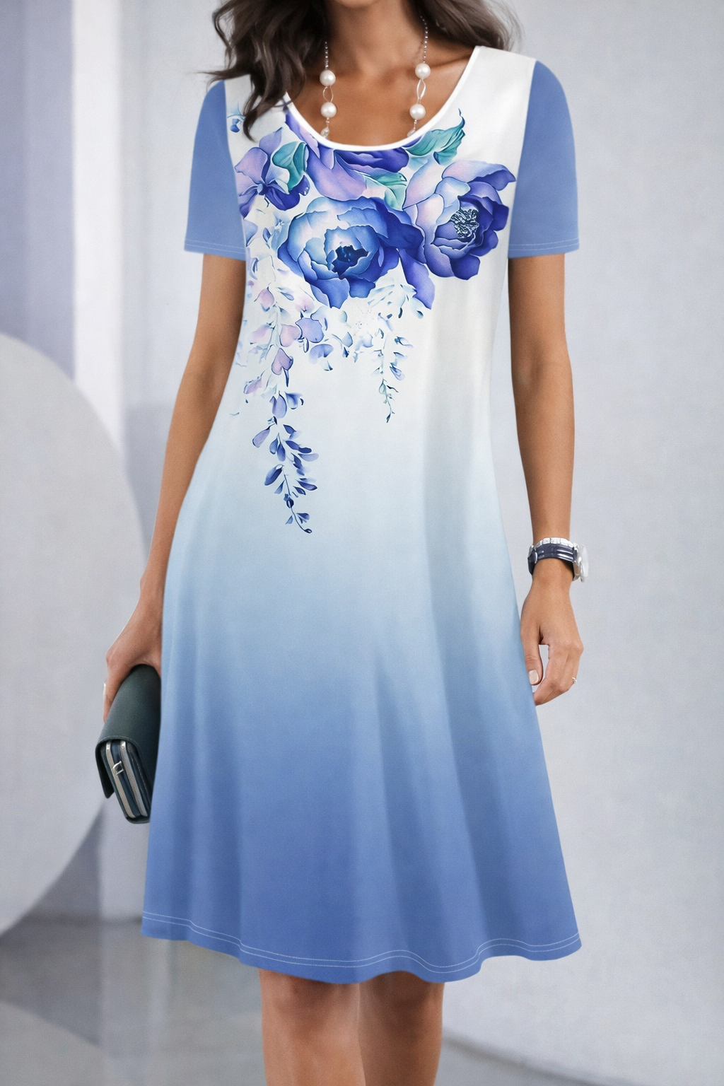 Rochie de vară de lungime medie cu imprimeu floral Cristina Gore