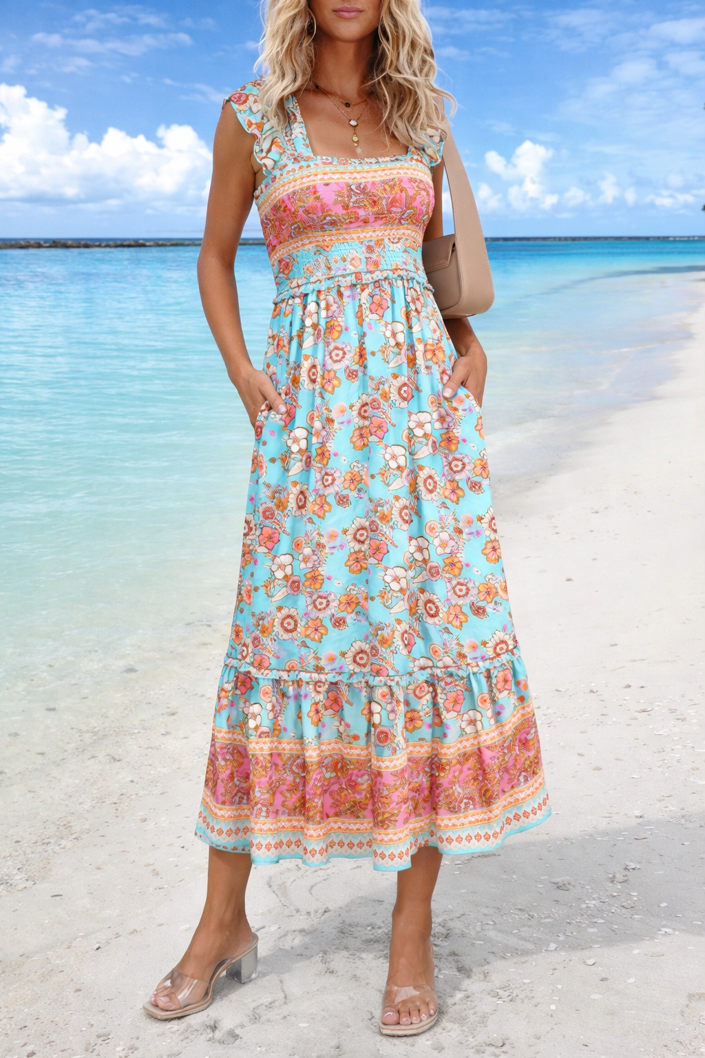 Rochie maxi de vară în stil boho Cristina Gore