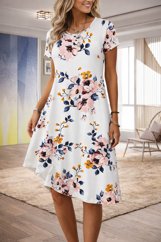 Rochie de vară cu imprimeu floral Cristina Gore, linie A