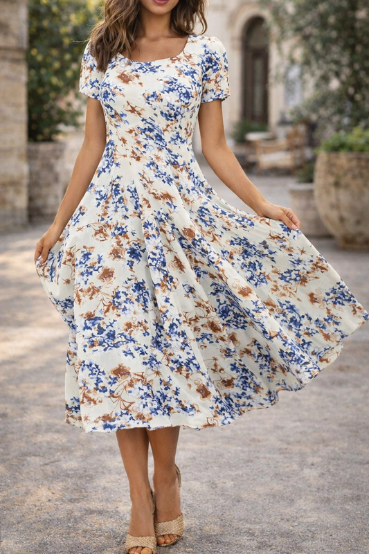 Rochie de vară Cristina Gore cu imprimeu floral și zi de zi