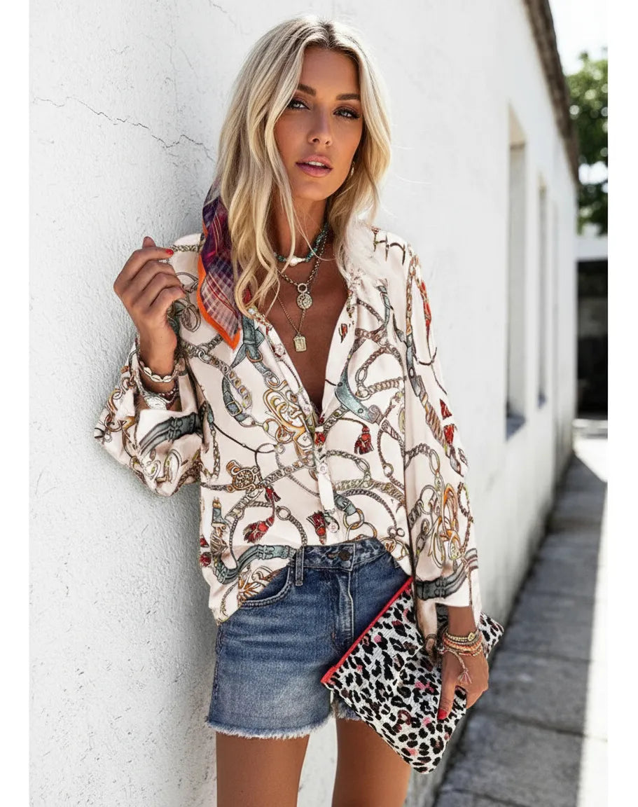 Cămașă cu imprimeu vibrant Cristina Gore Street Style