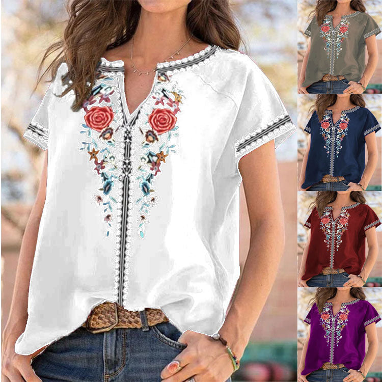 Ethnic Print Short Sleeve Top Cristina Gore