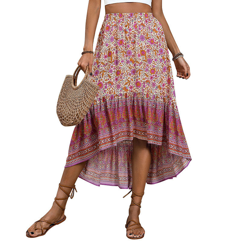 Fustă Cristina Gore din bumbac, cu imprimeu floral boho, linie A