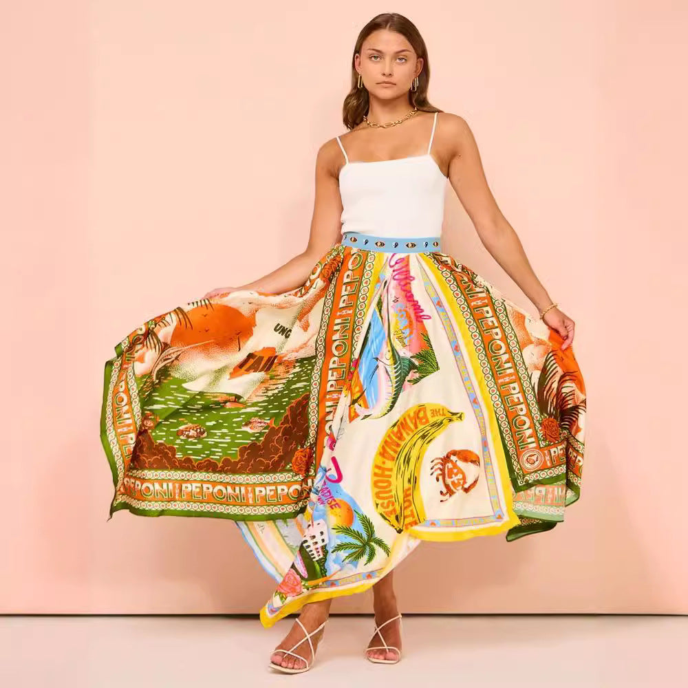 Fustă Cristina cu imprimeu neregulat - Inspirație asimetrică