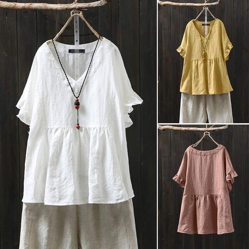 Ruffled Cotton Plus Top Cristina Gore Pinterest-Inspired
