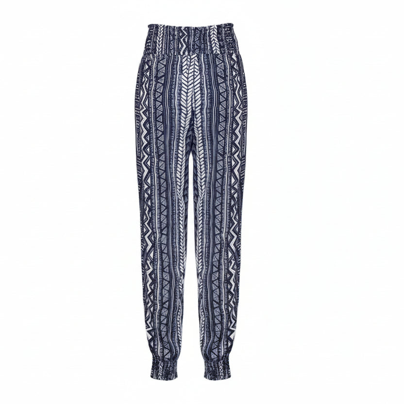 Pantaloni cu imprimeu boho cu talie înaltă de Cristina Gore