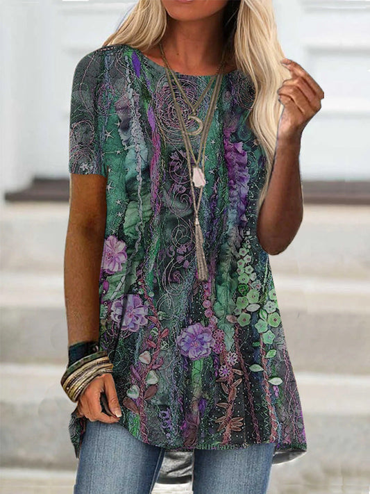 Tricou Cristina cu imprimeu digital - Inspirație florală artistică