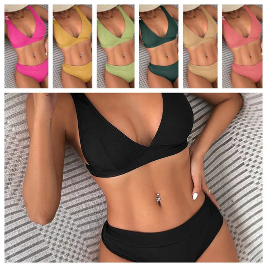 Set bikini elegant cu imprimeu nervuri Cristina Gore