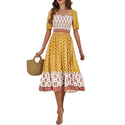Rochie midi de vară Cristina Gore cu imprimeu boho
