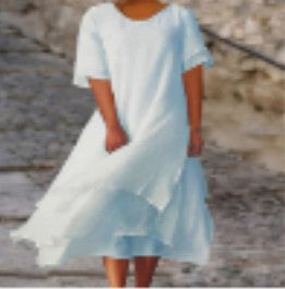 Rochie maxi Cristina cu strat dublu și mâneci despicate