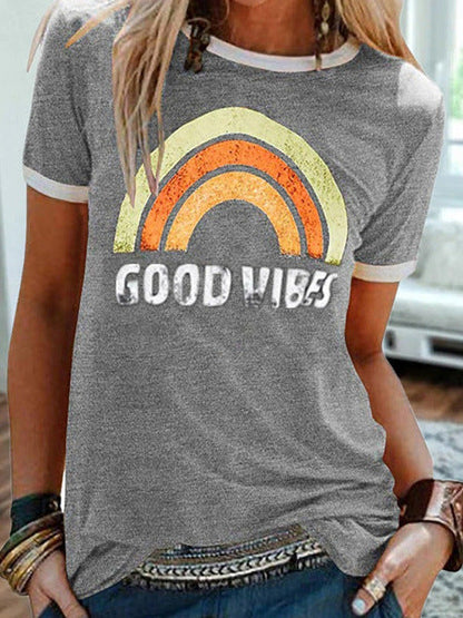 Tricou Cristina Good Vibes - Stil retro cu imprimeu