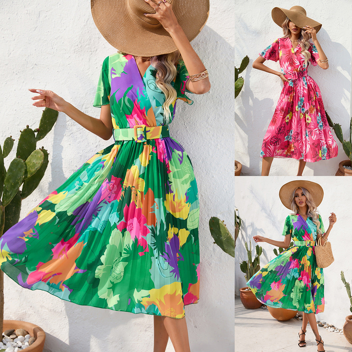 Vibrant Floral Cristina Gore Summer Midi Dress