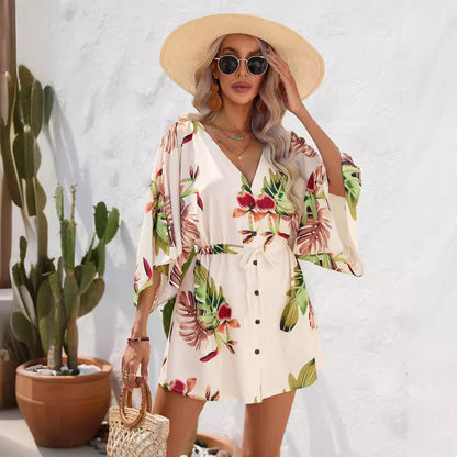 Leaf Print Summer Dress by Cristina Gore